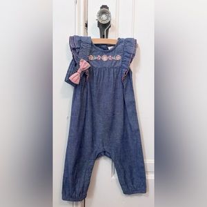 Penelope Mack chambray romper & matching headband